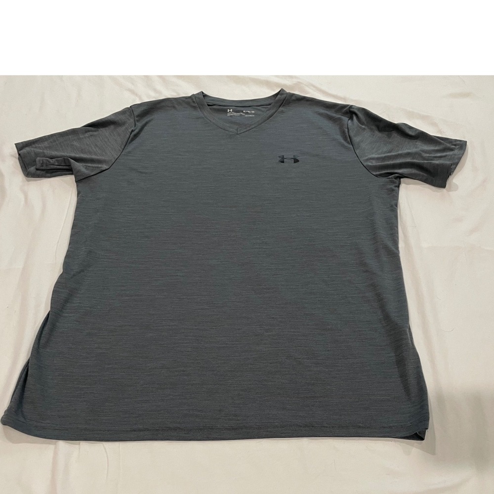 Under Armour HeatGear Mens XL Gray Tech V-Neck Loose Fit T-Shirt